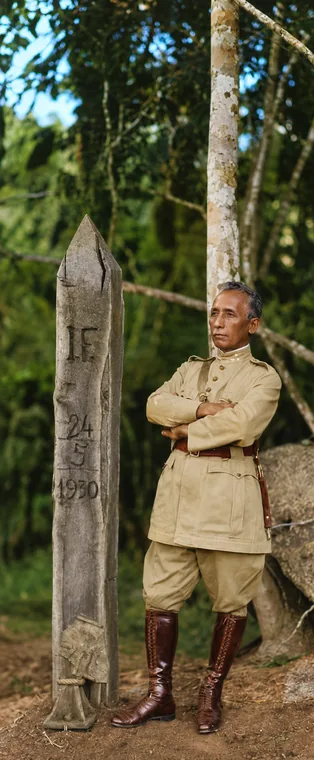 Marco de fronteira na barra do rio Verde